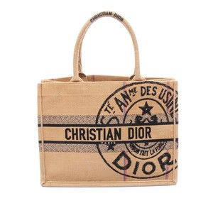 Pre-Loved Dior Medium Jute Embroidered Book Tote